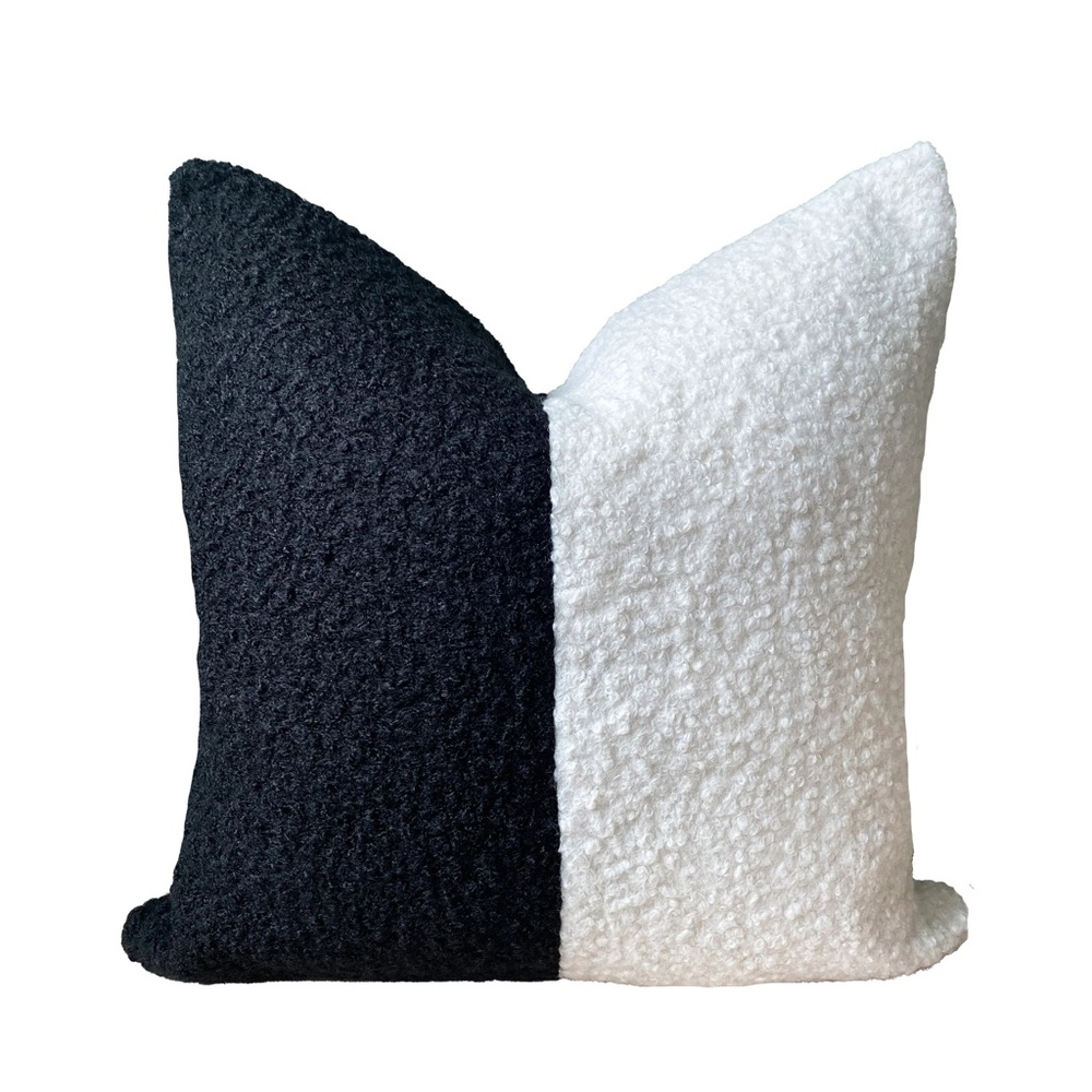 Two-Tone Black & White Bouclé Throw Pillow covers - set of 4